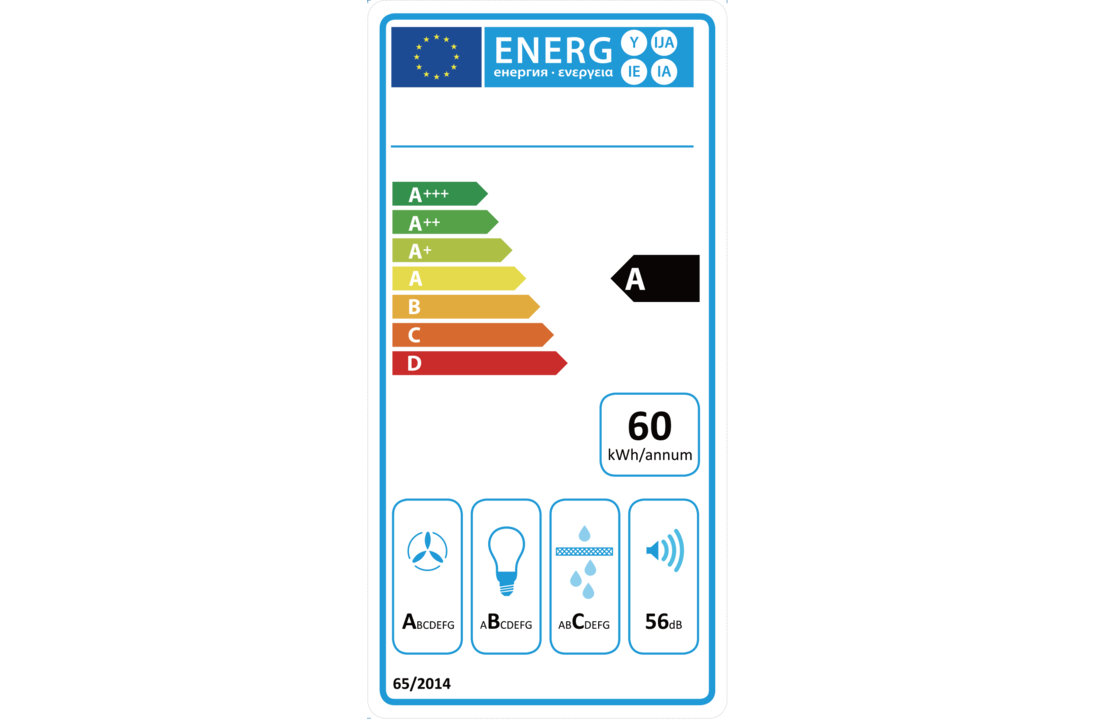 Afzuigkap - RVS met gebogen glas – 650 m³/u – 3 standen – LED