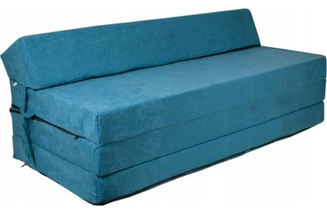 Opvouwbaar matras met hoofdkussen - Wasbare hoes - 200cm x 120cm x 10cm - Petrol