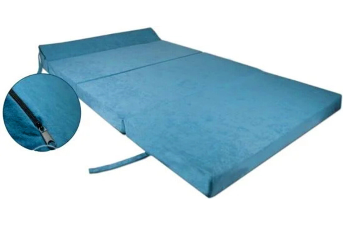 Opvouwbaar matras met hoofdkussen - Wasbare hoes - 200cm x 120cm x 10cm - Petrol