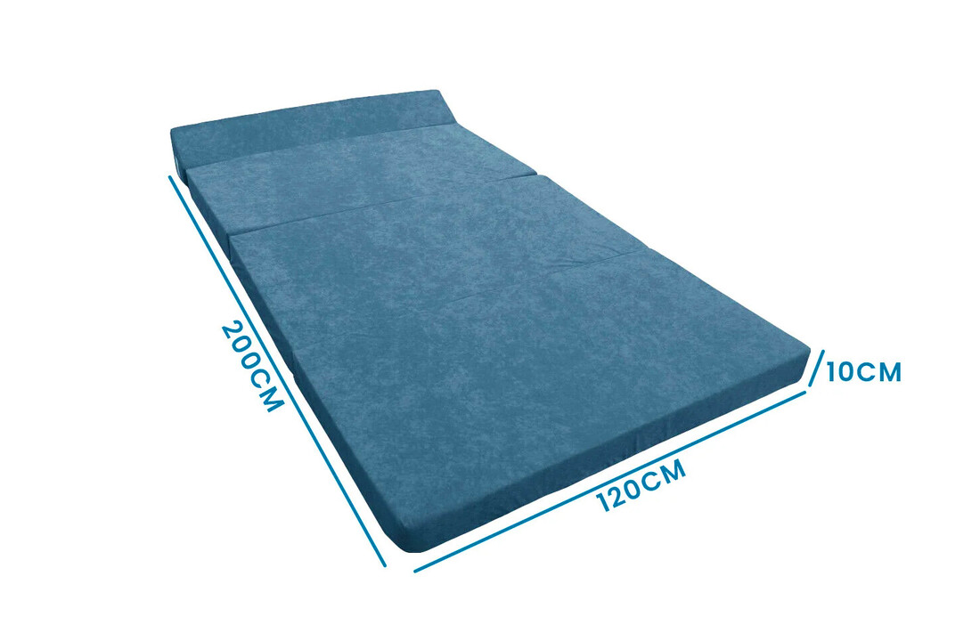 Opvouwbaar matras met hoofdkussen - Wasbare hoes - 200cm x 120cm x 10cm - Petrol