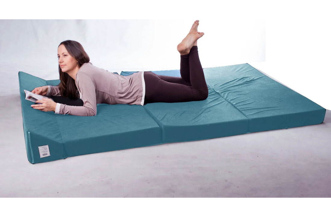 Opvouwbaar matras met hoofdkussen - Wasbare hoes - 200cm x 120cm x 10cm - Petrol