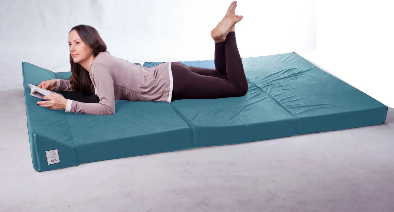 Opvouwbaar matras met hoofdkussen - Wasbare hoes - 200cm x 120cm x 10cm - Petrol