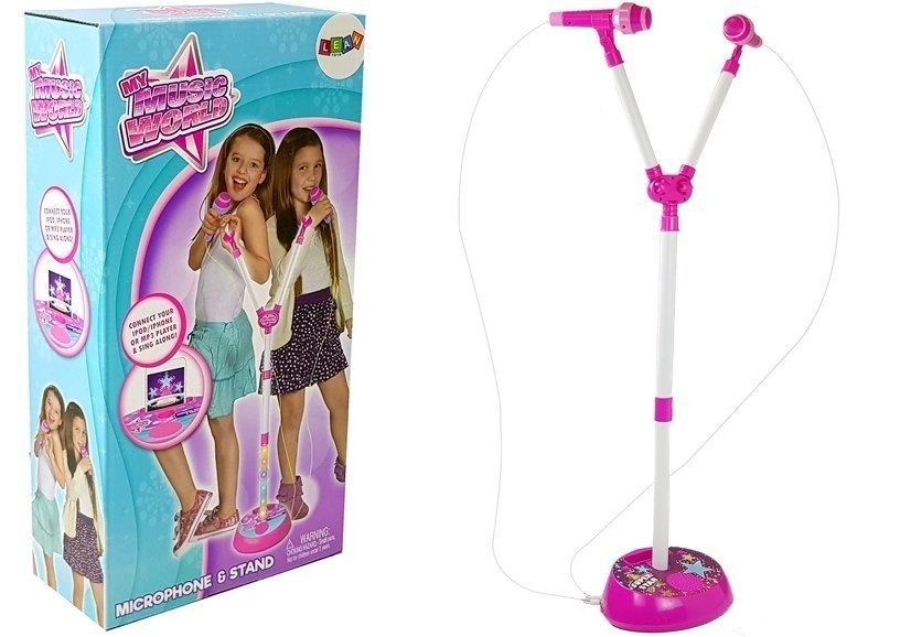 Speelgoed microfoon – duo set met standaard – LED – MP3 – roze