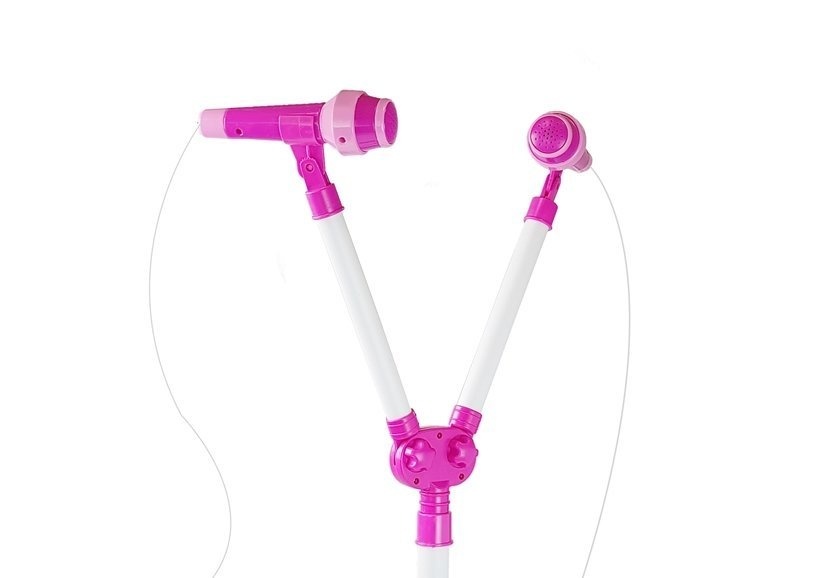 Speelgoed microfoon – duo set met standaard – LED – MP3 – roze