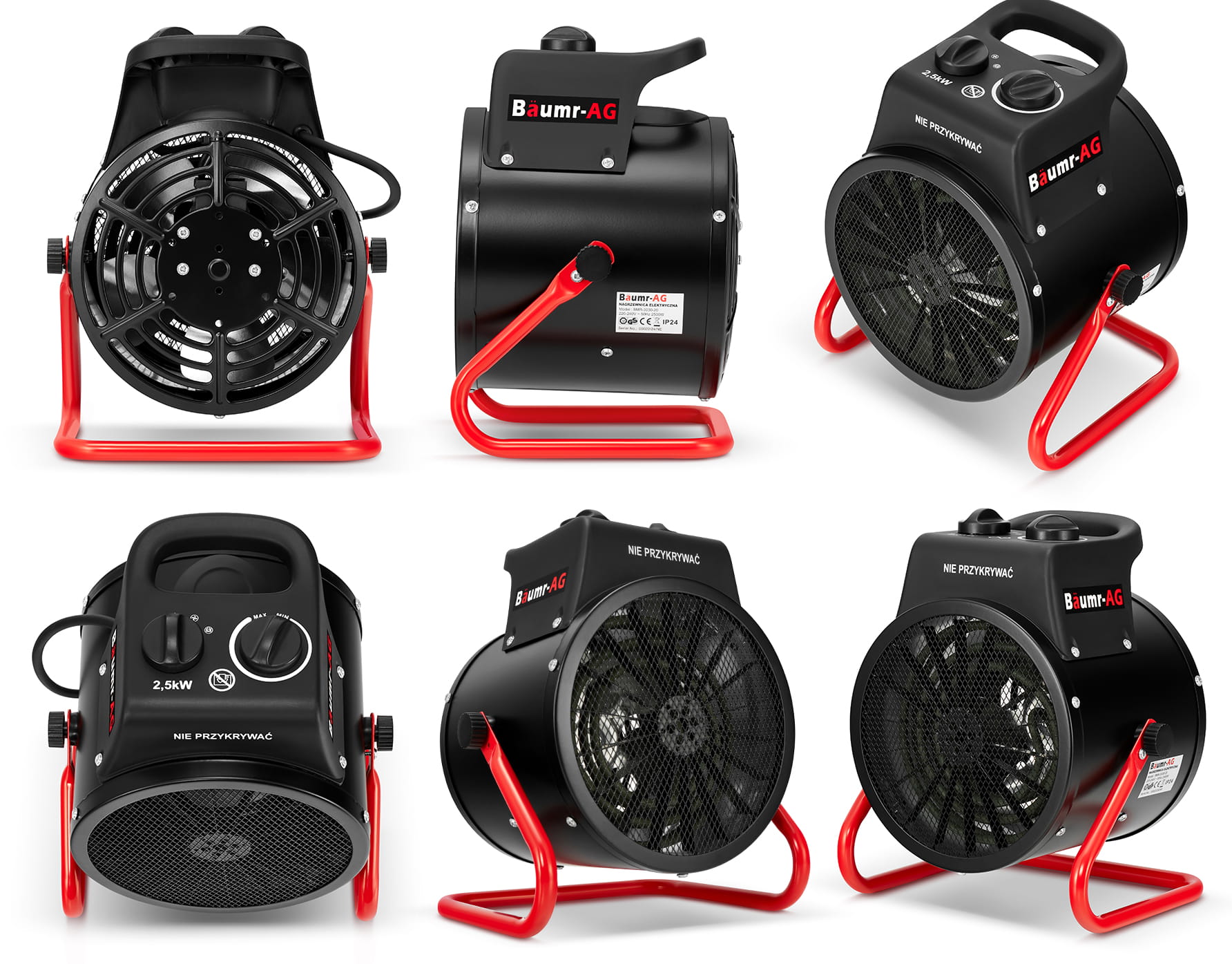 Werkplaatskachel 2,5 kW - ventilatorkachel met thermostaat