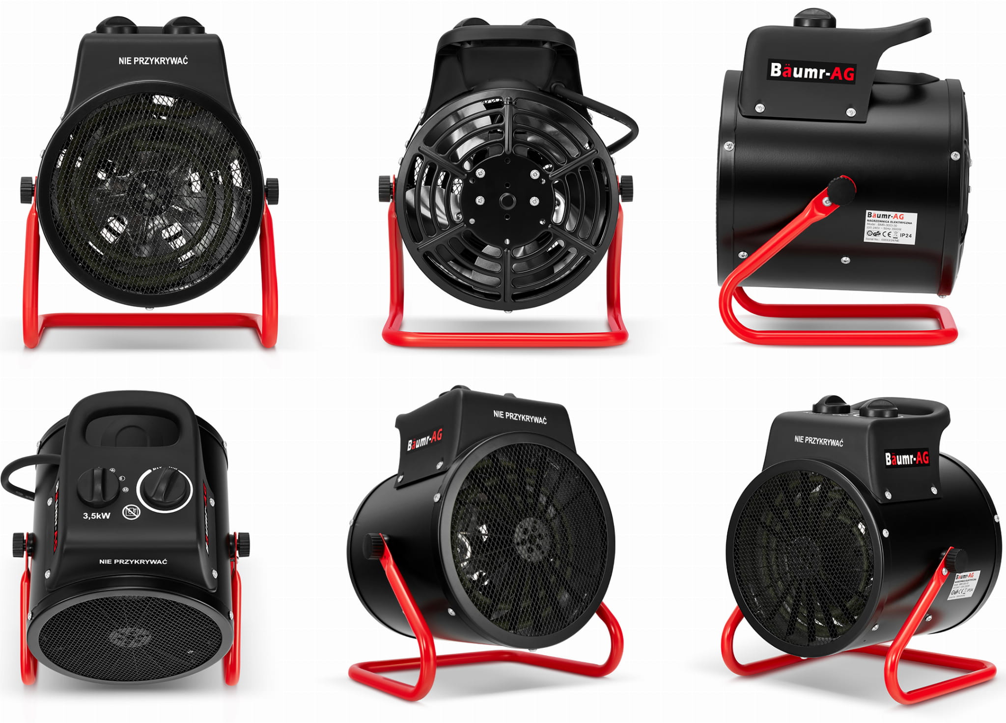 Werkplaatskachel 3,5 kW - ventilatorkachel met thermostaat