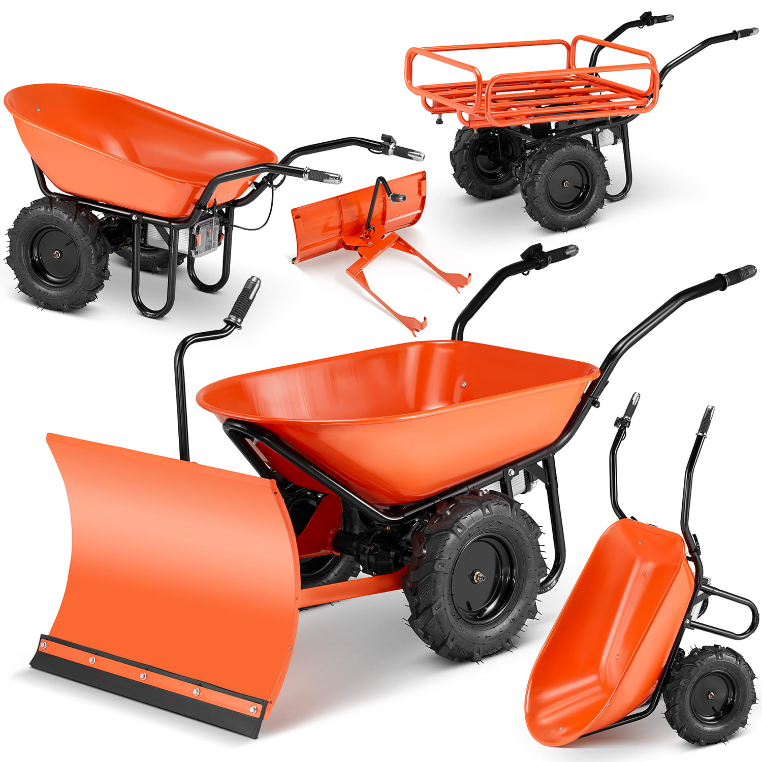 Elektrische kruiwagen - 3 in 1 - 120L - tot 260 kg - oranje