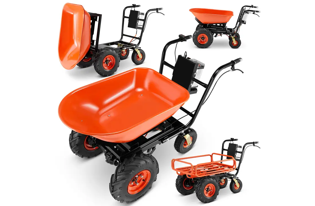 Elektrische kruiwagen - 2 in 1 - 120L - tot 300 kg - oranje