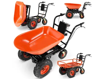 Elektrische kruiwagen - 2 in 1 - 120L - tot 300 kg - oranje