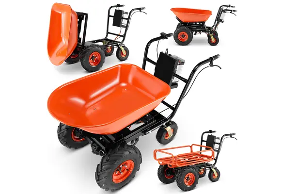 Elektrische kruiwagen - 2 in 1 - 120L - tot 300 kg - oranje