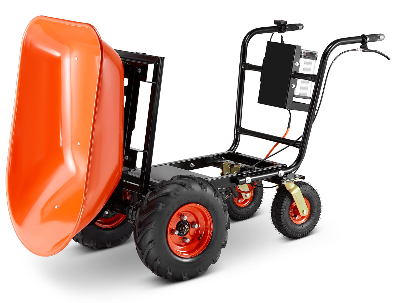 Elektrische kruiwagen - 2 in 1 - 120L - tot 300 kg - oranje