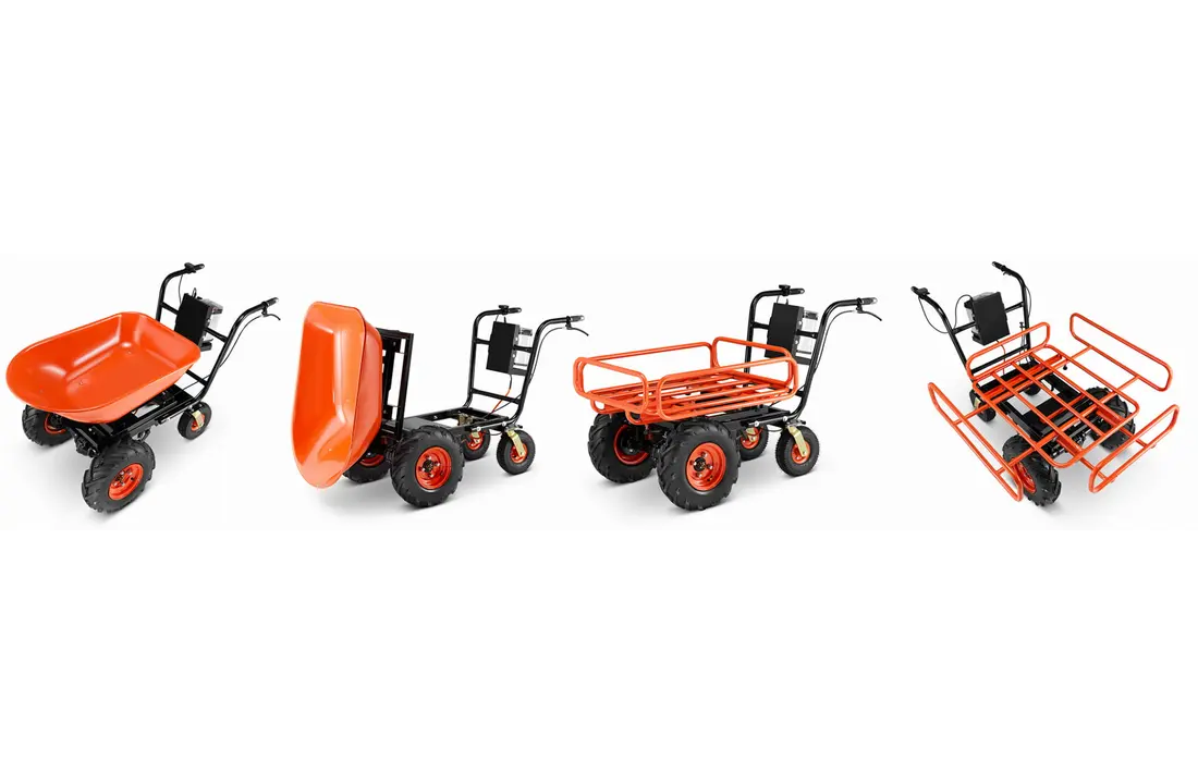 Elektrische kruiwagen - 2 in 1 - 120L - tot 300 kg - oranje