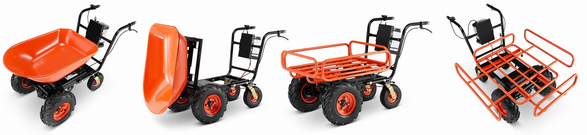 Elektrische kruiwagen - 2 in 1 - 120L - tot 300 kg - oranje