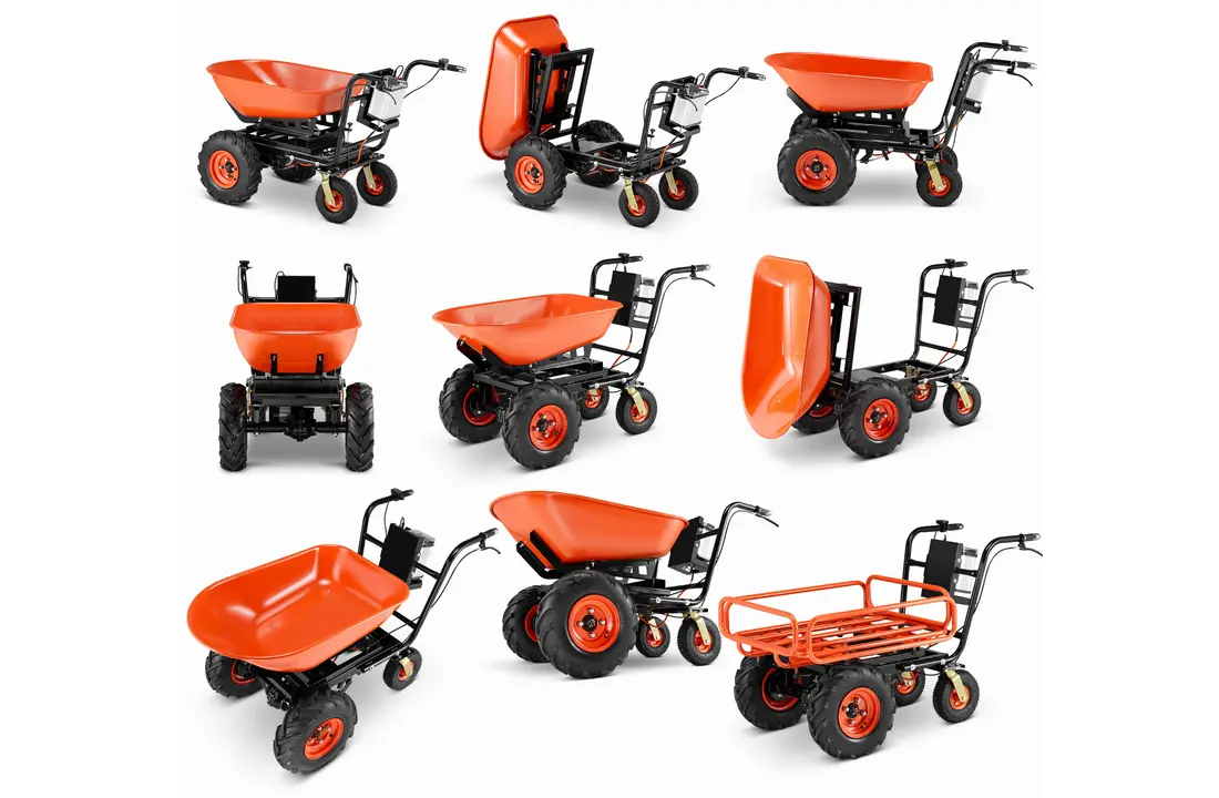 Elektrische kruiwagen - 2 in 1 - 120L - tot 300 kg - oranje