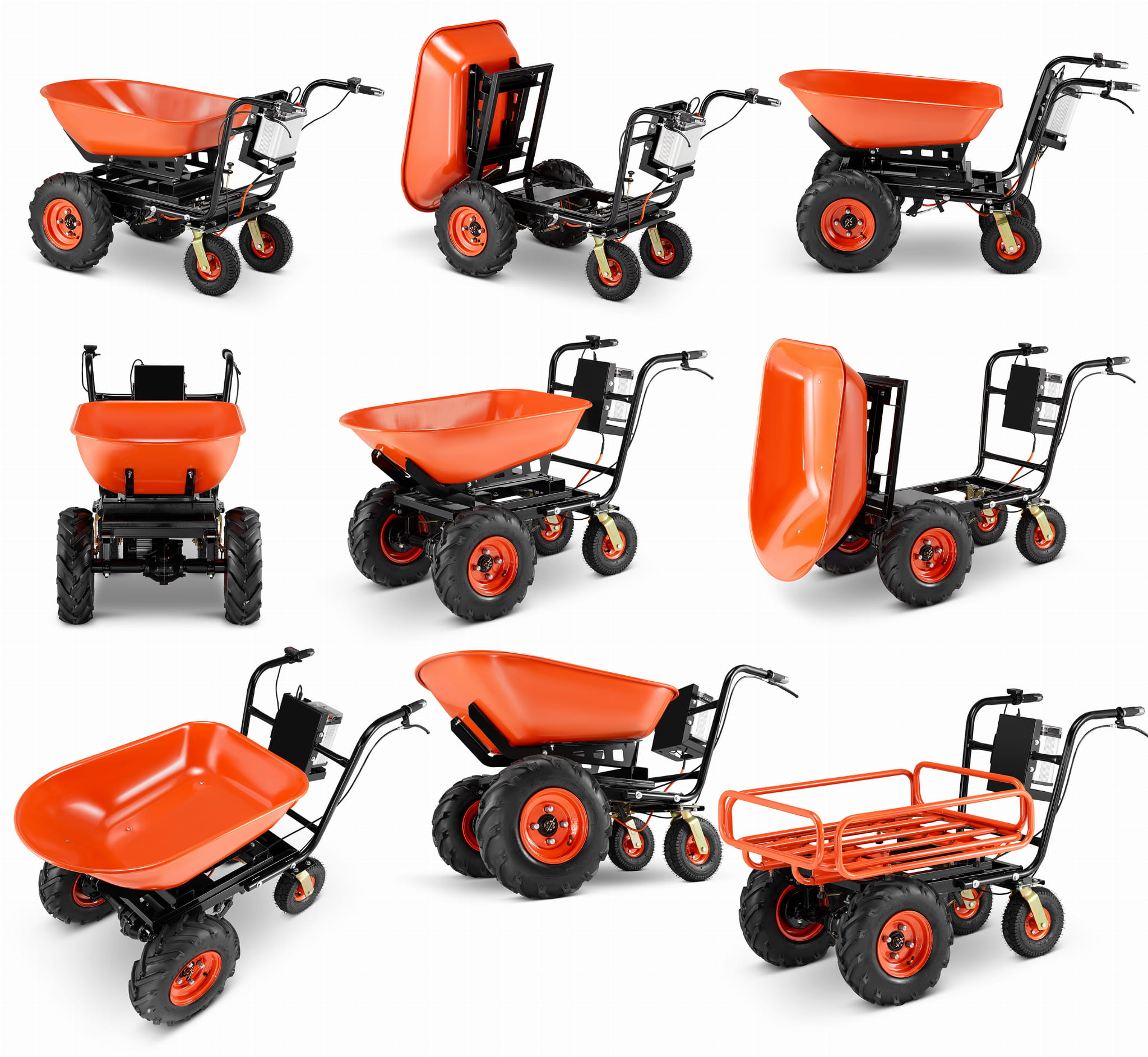 Elektrische kruiwagen - 2 in 1 - 120L - tot 300 kg - oranje