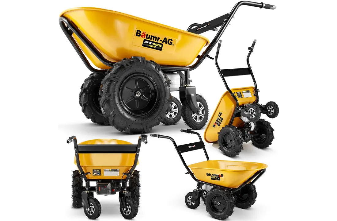 Elektrische kruiwagen - dumper - 100L - tot 260 kg - geel zwart