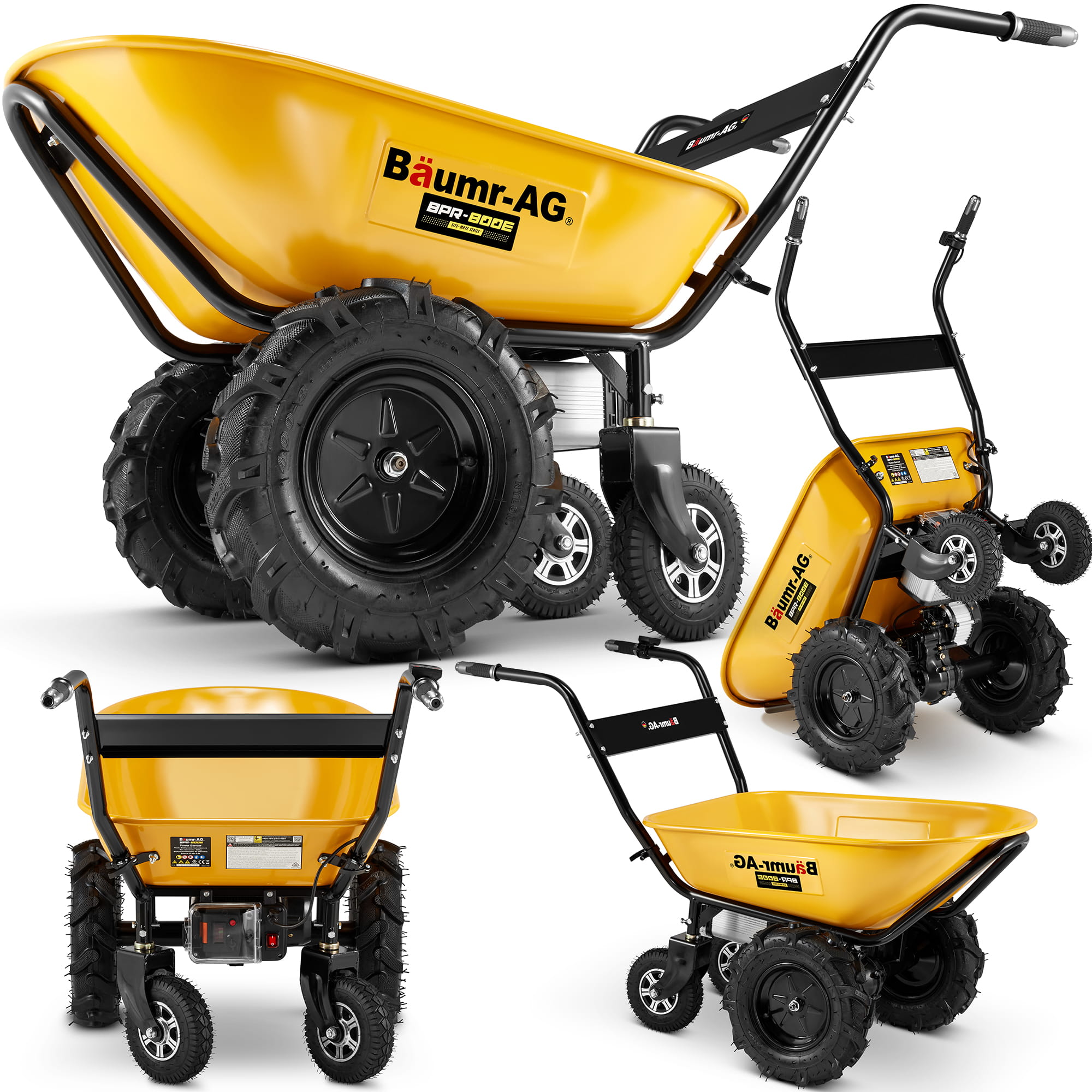 Elektrische kruiwagen - dumper - 100L - tot 260 kg - geel zwart