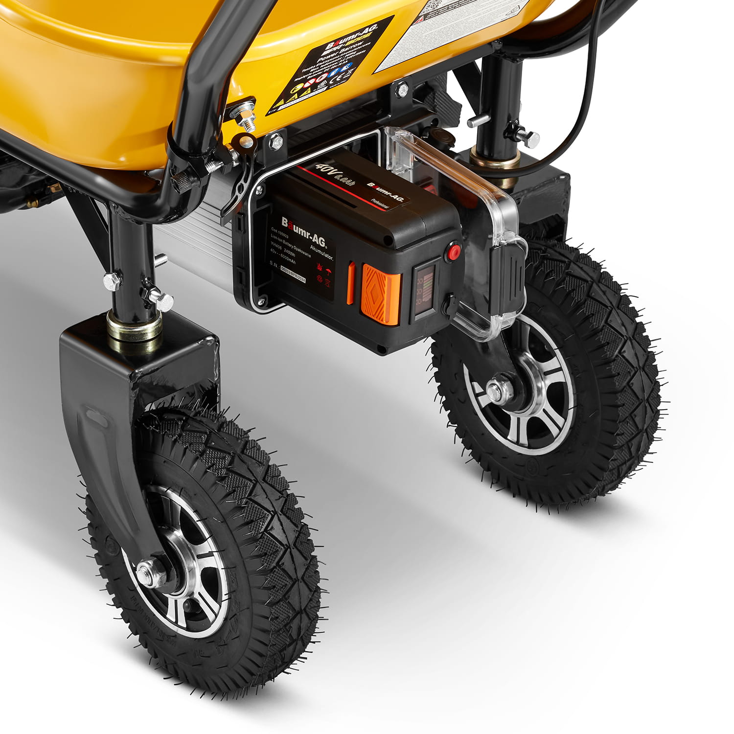 Elektrische kruiwagen - dumper - 100L - tot 260 kg - geel zwart