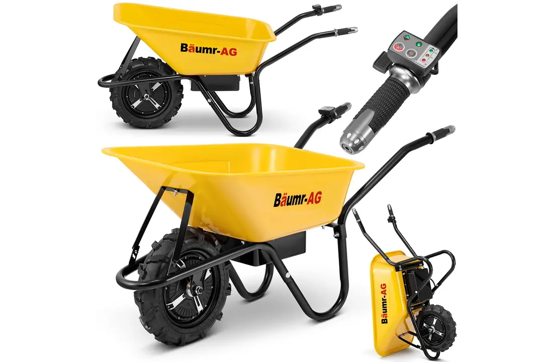 Elektrische kruiwagen - 100L - tot 180 kg - 500 W - geel zwart