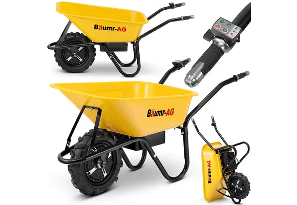 Elektrische kruiwagen - 100L - tot 180 kg - 500 W - geel zwart