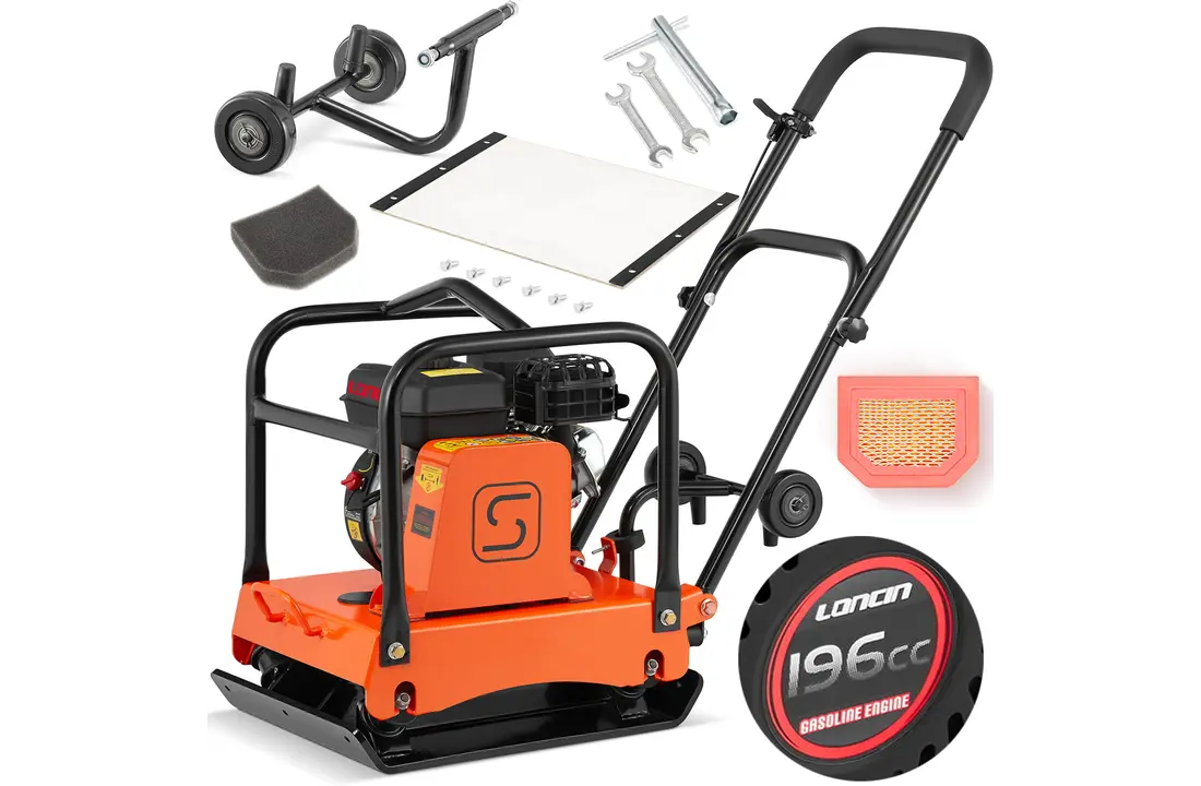 Trilplaat - viertakt benzinemotor - 20 kN, 6,5 PK - 55×42 cm