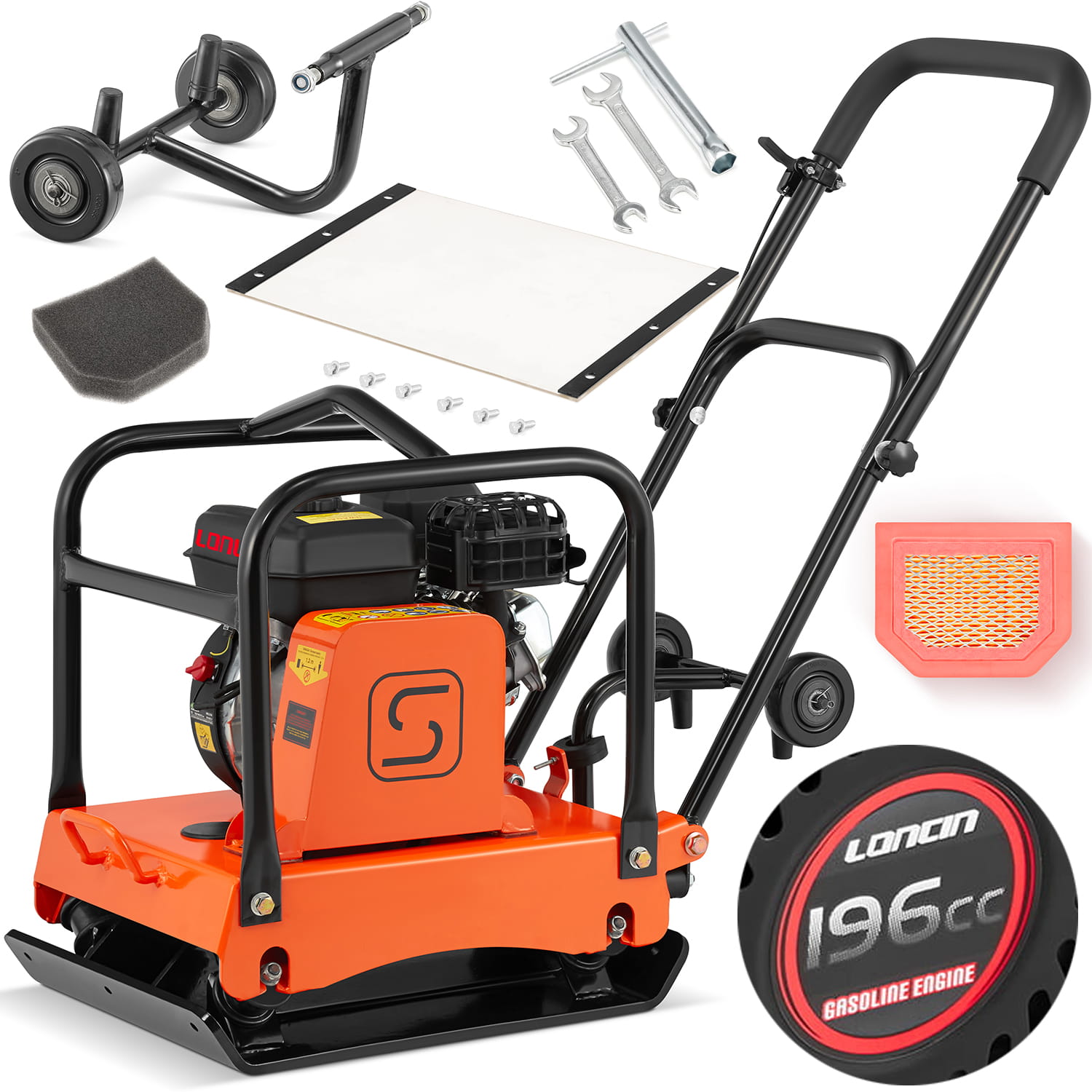 Trilplaat - viertakt benzinemotor - 20 kN, 6,5 PK - 55×42 cm