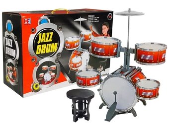 Speelgoed drumset - Jazz drum 5-delig met zitje en drumstokjes