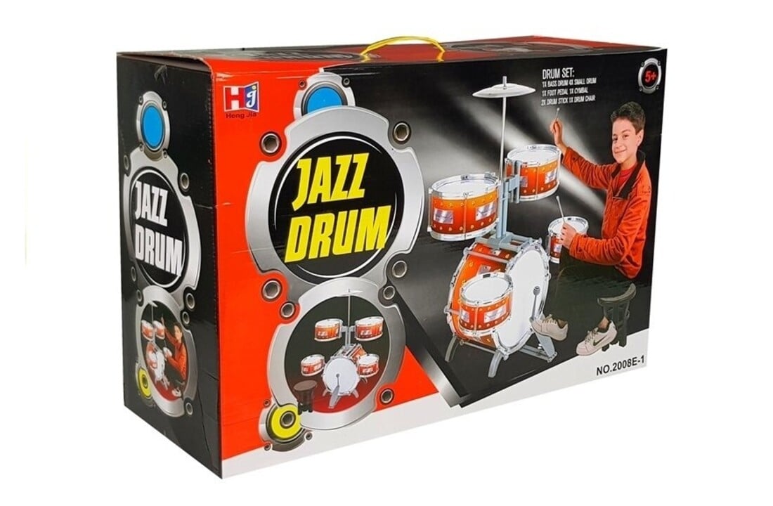 Speelgoed drumset - Jazz drum 5-delig met zitje en drumstokjes