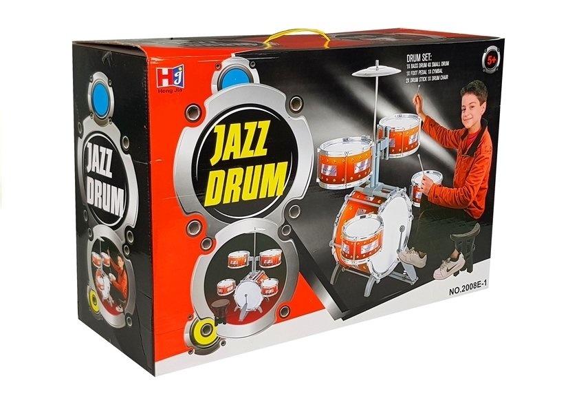 Speelgoed drumset - Jazz drum 5-delig met zitje en drumstokjes