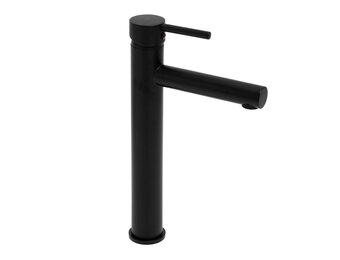 Zwarte hoge wastafelmengkraan met lange uitloop