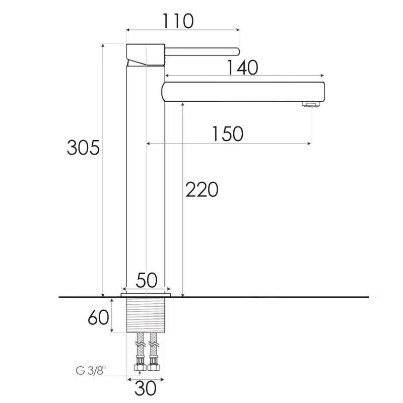 Wastafelkraan - vrijstaand met lange uitloop - matzwart