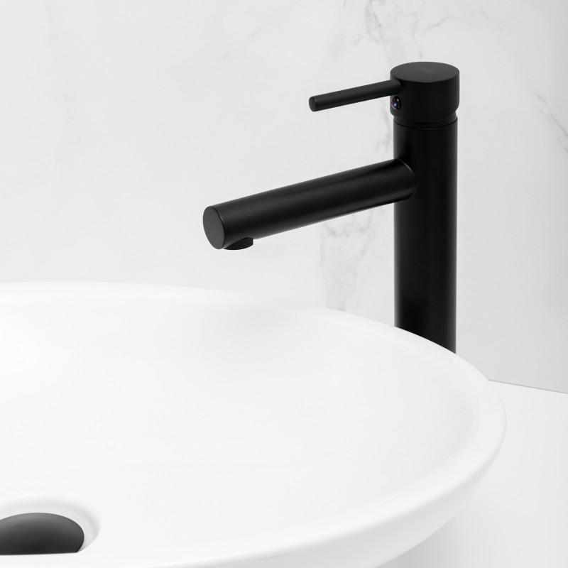 Wastafelkraan - vrijstaand met lange uitloop - matzwart