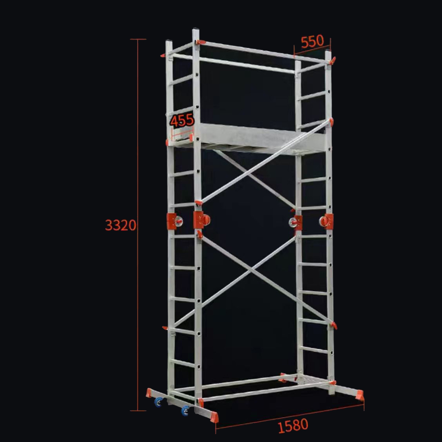 Opvouwbare rolsteiger - 158x55x332 cm - tot 150 kg - aluminium