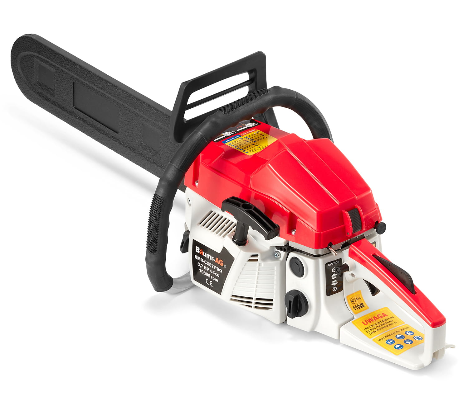 Benzine kettingzaag 65cc - 5,7 pk - met sterpunt en accessoires