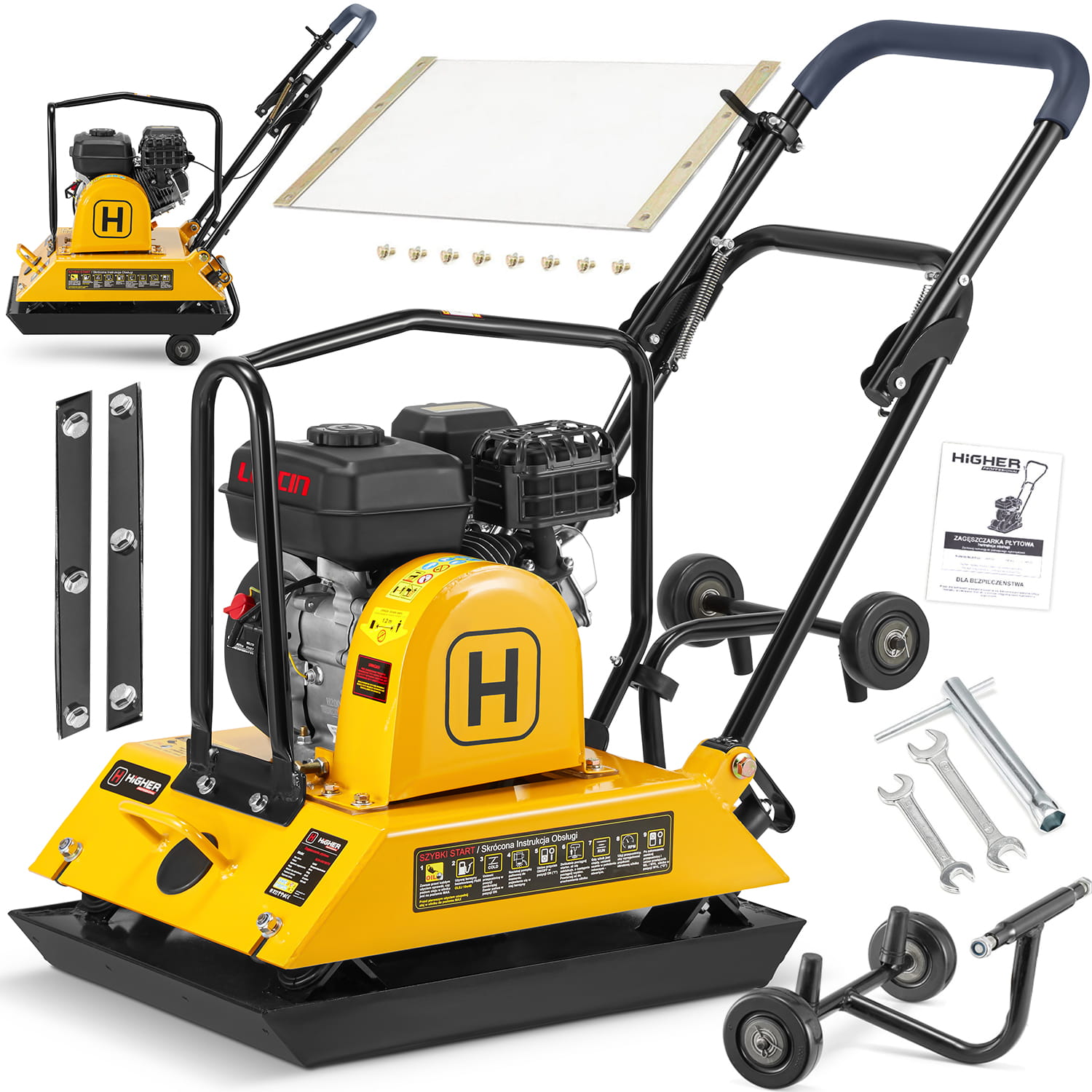 Trilplaat - plaatverdichter met benzinemotor - 26 kN - 100 kg