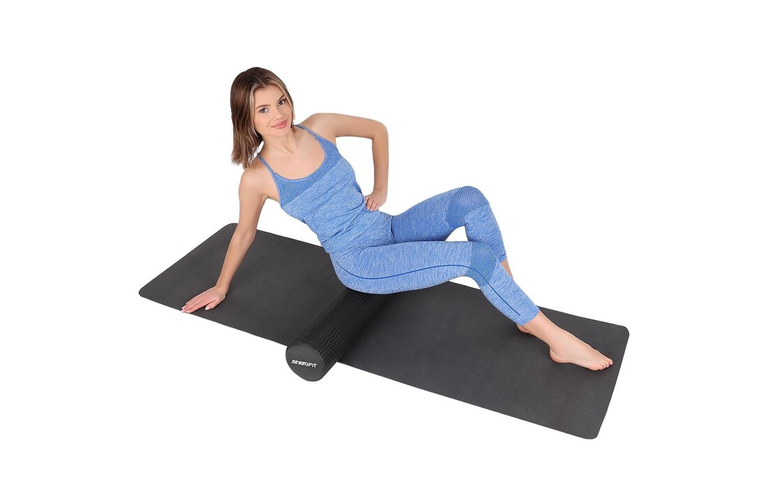 Foam roller zwart - 90×15 cm - medium-hard massage roller