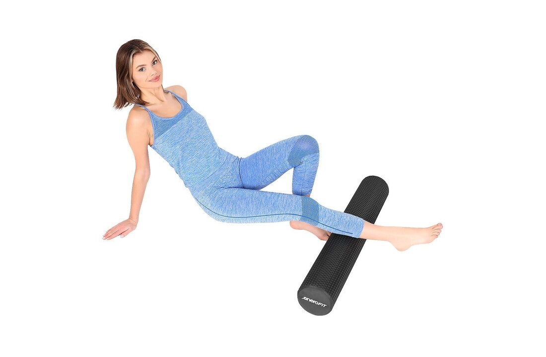 Foam roller zwart - 90×15 cm - medium-hard massage roller