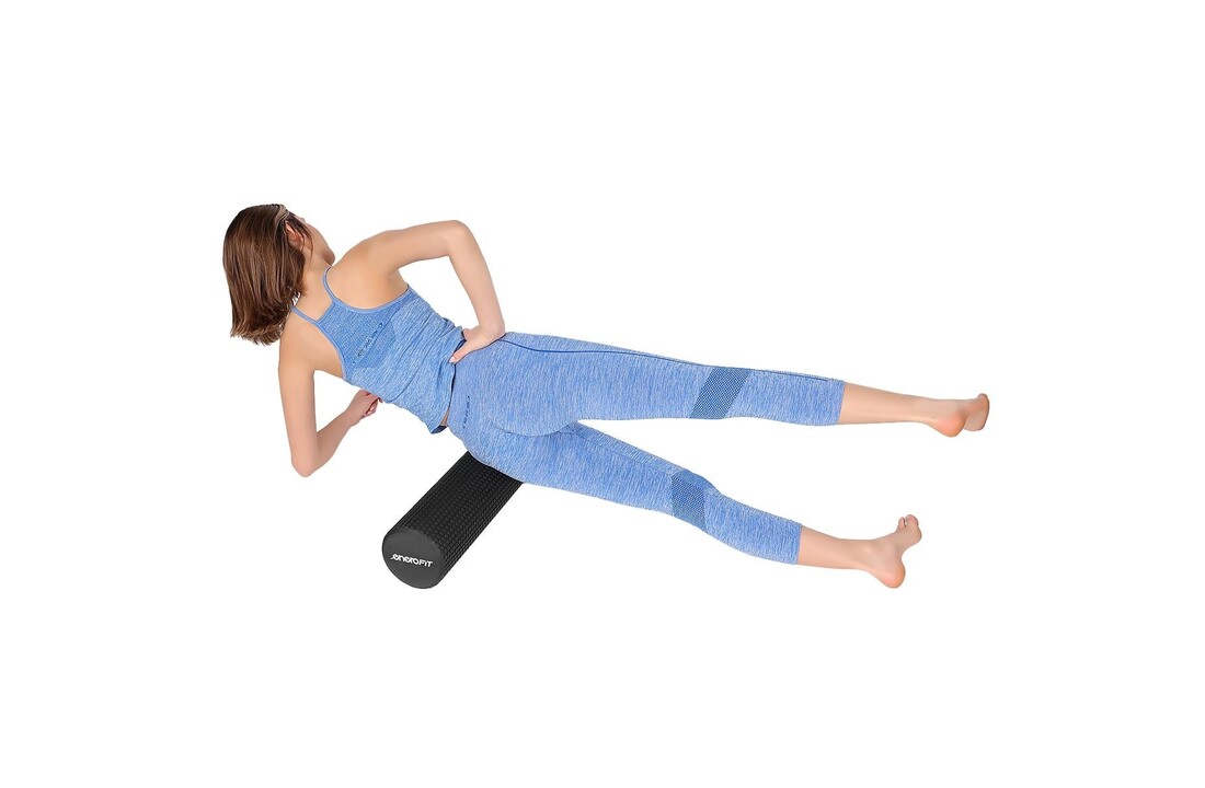 Foam roller zwart - 90×15 cm - medium-hard massage roller