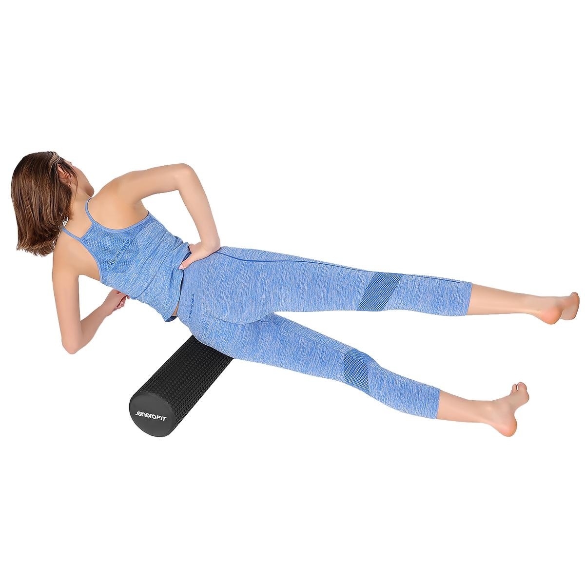 Foam roller zwart - 90×15 cm - medium-hard massage roller