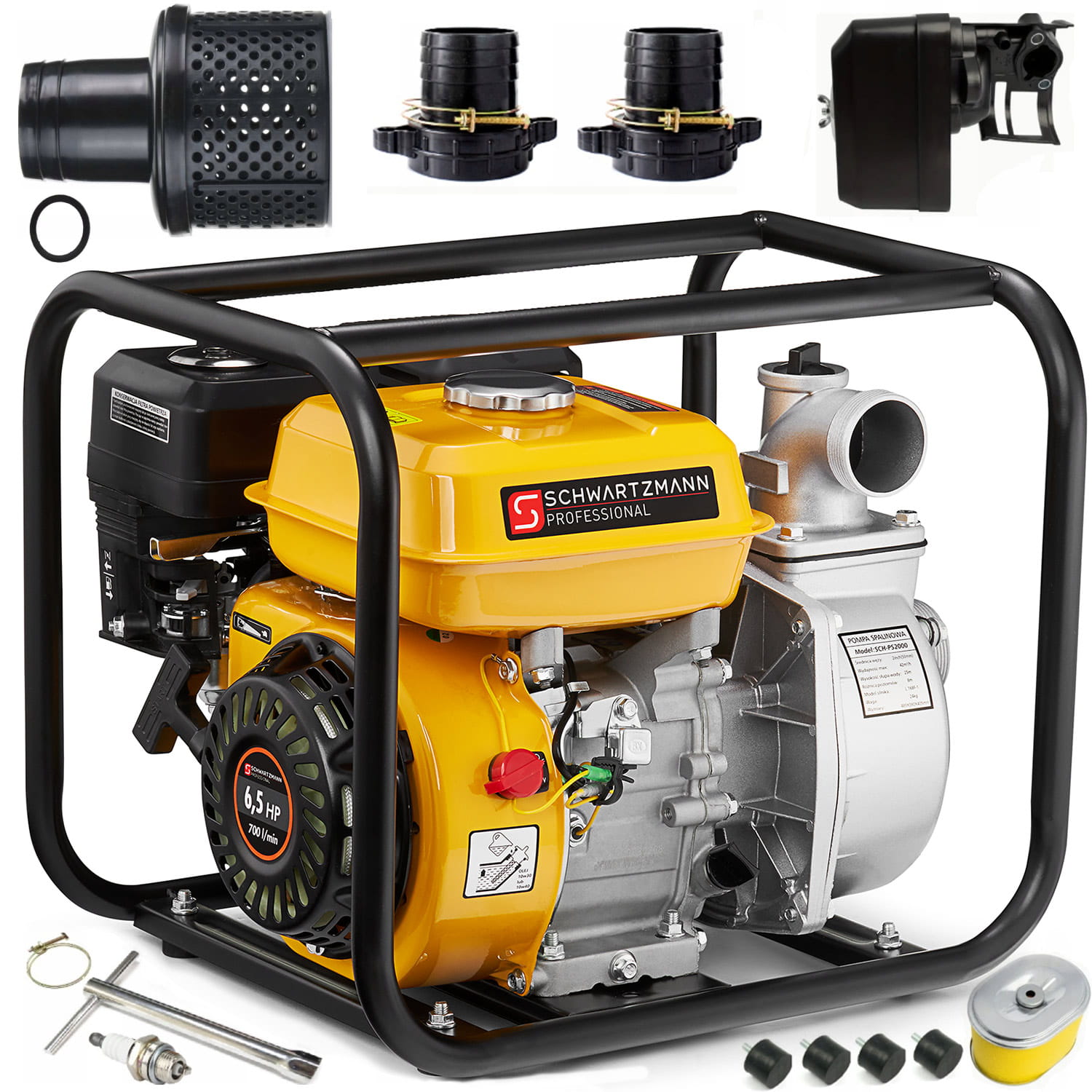 Benzine waterpomp - 2 inch - 42.000 l/u - 6,5 pk motorpomp