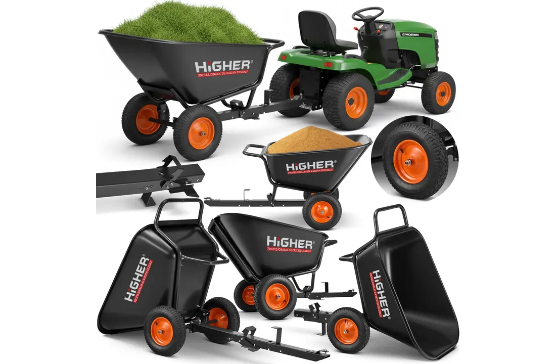 Aanhanger voor zitmaaier - kiepkar - 350L - tot 300 kg