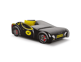Autobed Batcar - kinderbed - 140x70cm - zwart geel