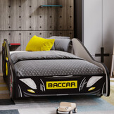 Autobed Batcar - kinderbed - 140x70cm - zwart geel