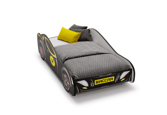 Autobed Batcar - kinderbed - 160x80cm - zwart geel