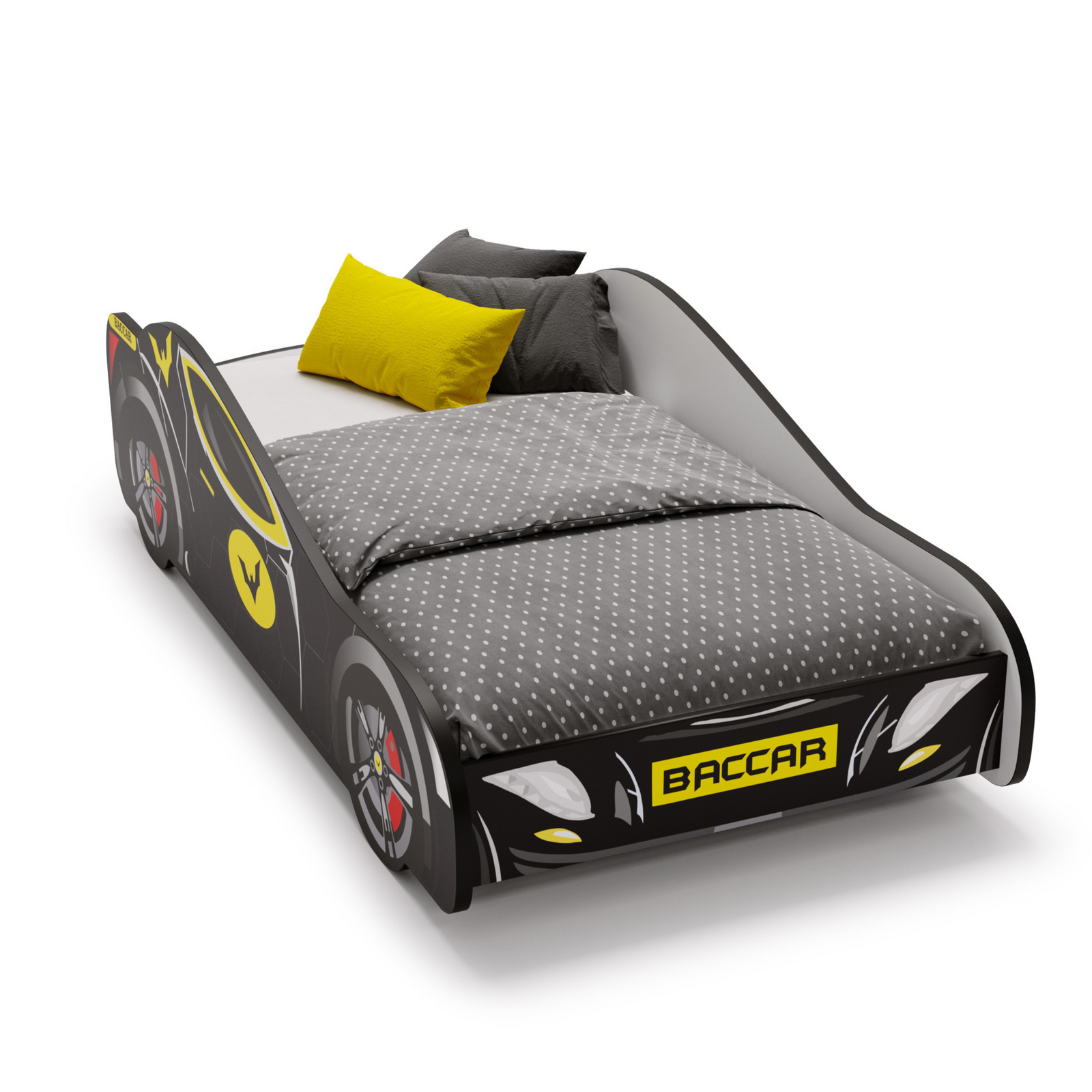 Autobed Batcar - kinderbed - 160x80cm - zwart geel