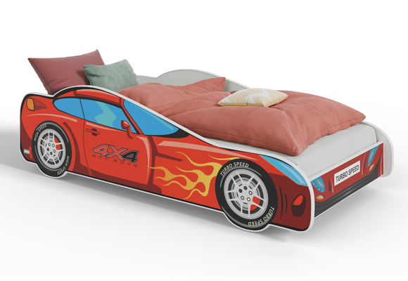 Kinderbed - rode auto - 160x80 cm - met matras