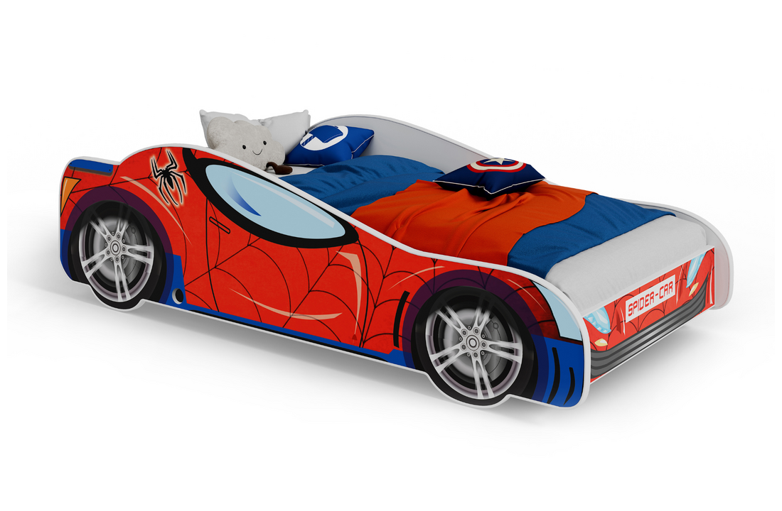 Peuterbed - Spiderman auto bed - 140x70 cm - met matras