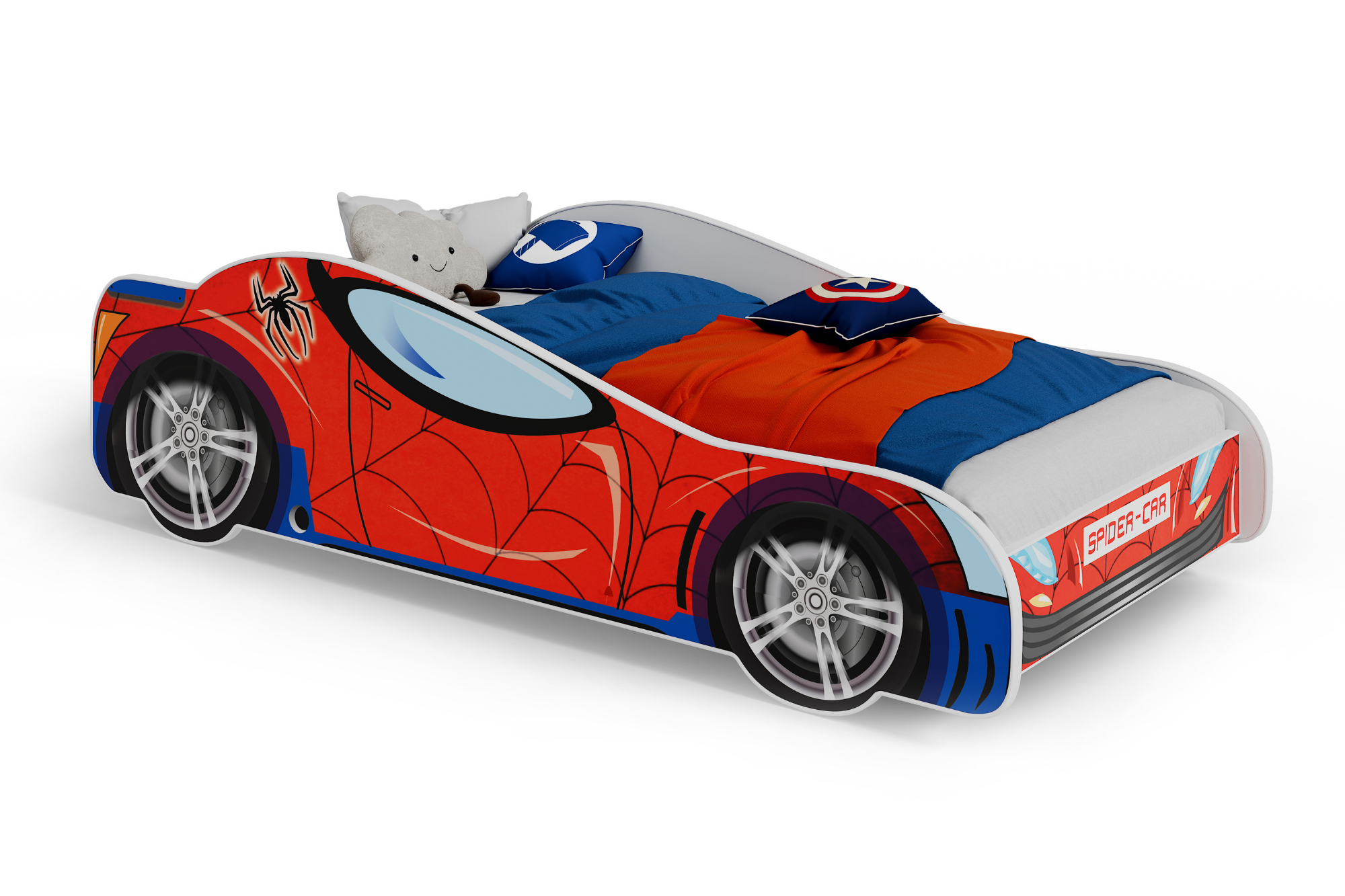 Peuterbed - Spiderman auto bed - 140x70 cm - met matras
