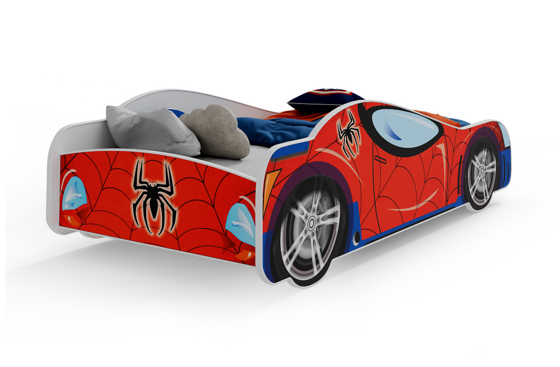 Kinderbed - Spiderman auto bed - 160x80 cm - incl. matras