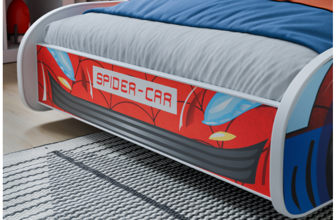 Kinderbed - Spiderman auto bed - 160x80 cm - incl. matras